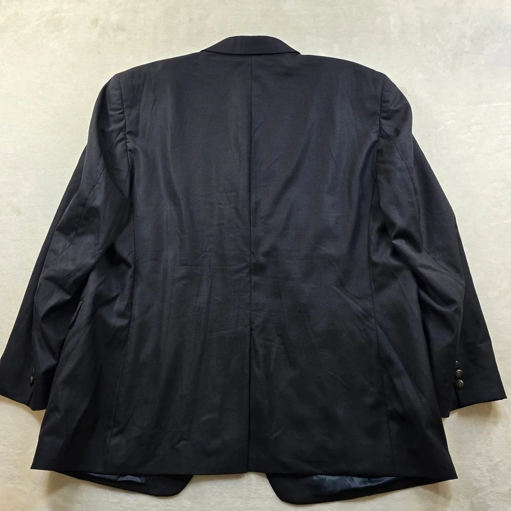 JoS A Bank Wool Blazer Mens 50R‎ Navy Blue Metal Gold Crest Buttons Sport Coat